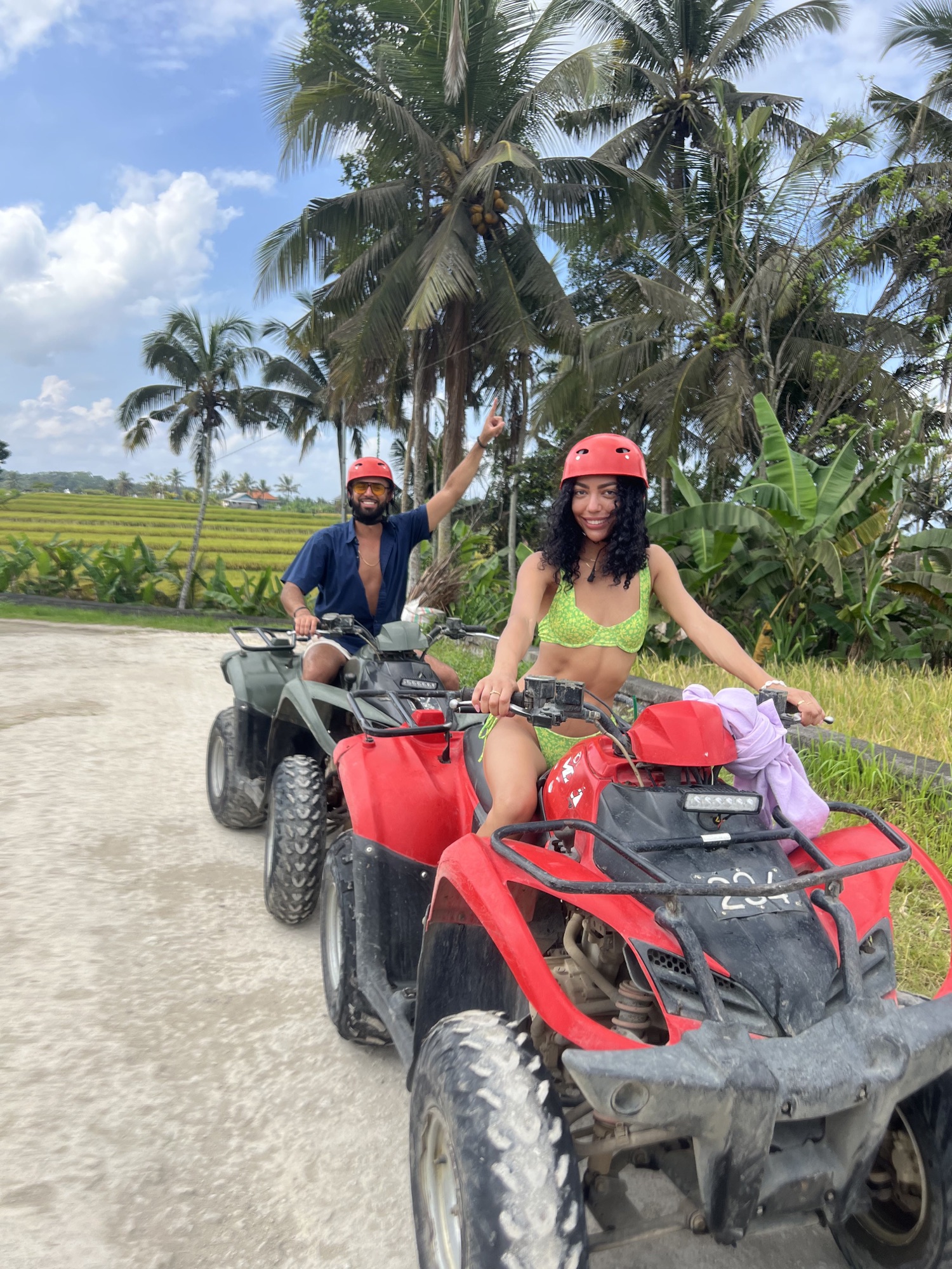 Us on ATVs in the Bali rice fields